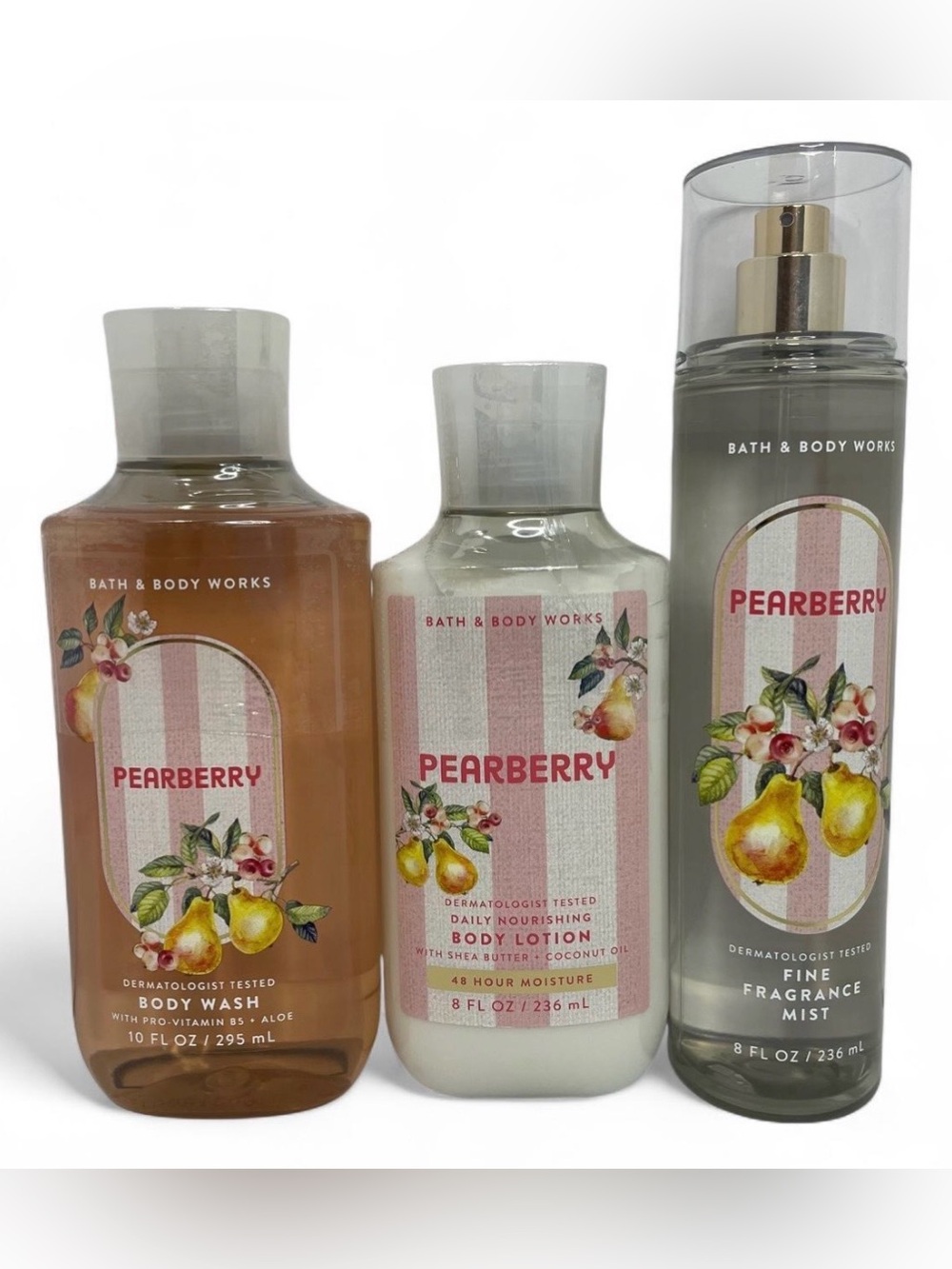 Bath & Body Works PEARBERRY 3 Piece Bundle Gift Set Body Wash Lotion & Mist NEW